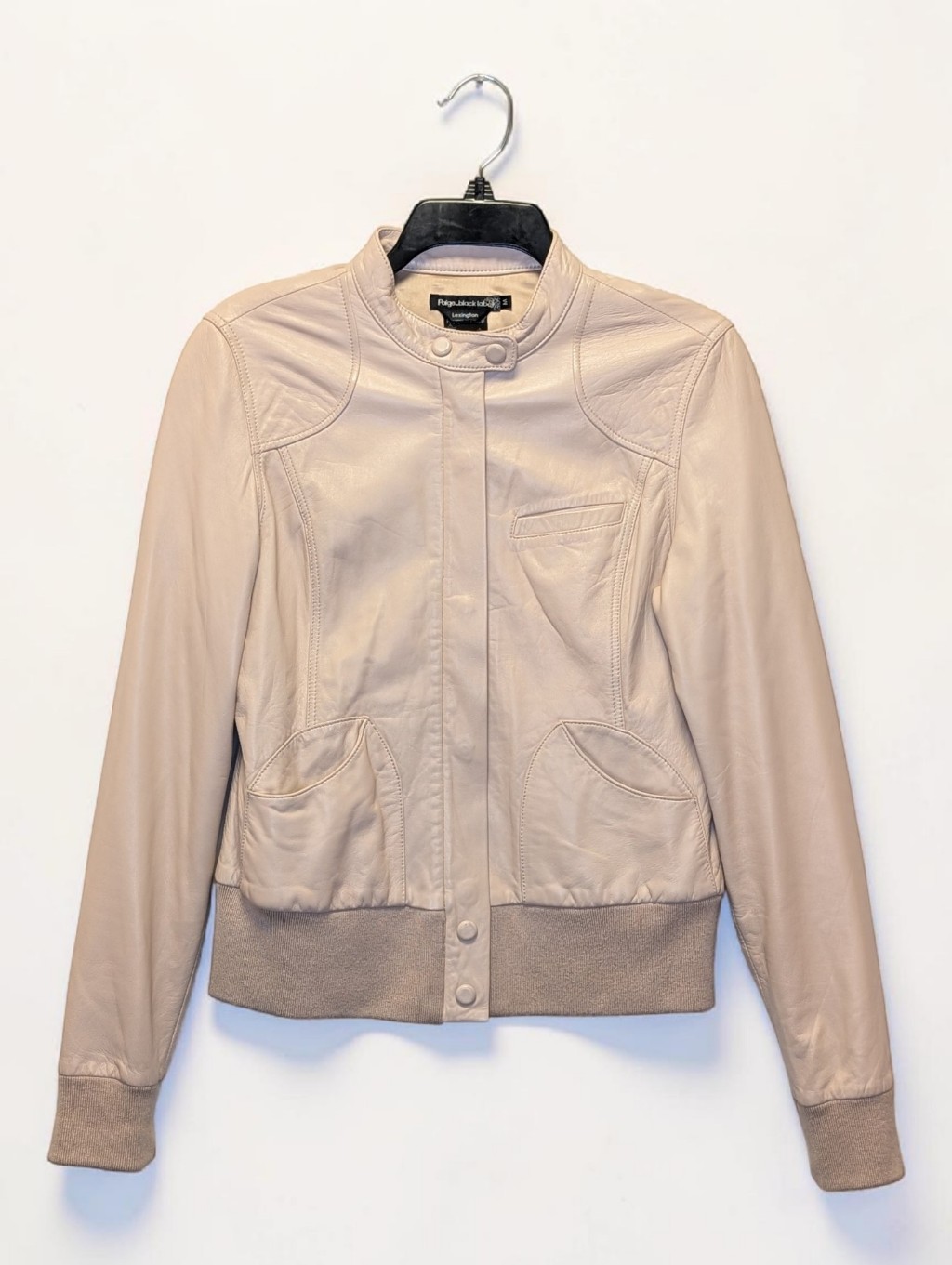 Paige Black Label Lexington Naked Leather Moto Bomber Jacket M